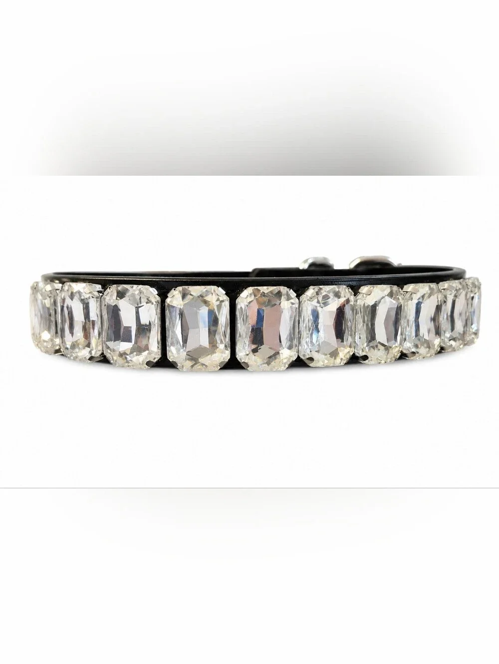 Clear Rhinestone Leather Collar - Size Small - IN ORIGINAL PACKAGING